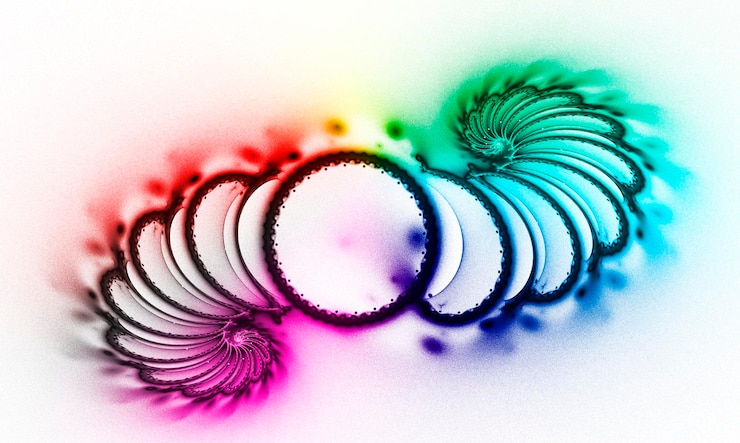 Foto fondo de nubes de espuma fractal y luces abstractas sobre el tema del arte, la espiritualidad, la pintura, la música, los efectos visuales y las tecnologías creativas