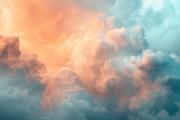 Fondo de nubes pastel con gradiente azul naranja