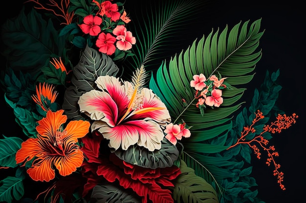 Fondo o papel tapiz de flores tropicales