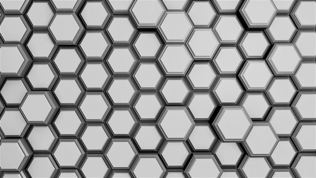 Fondo o salvapantallas de hexágonos metálicos Renderización de una imagen