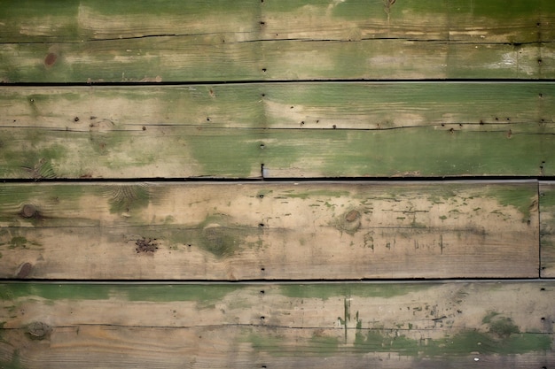 Fondo o textura de madera vieja Primer plano de tablones de madera verdes