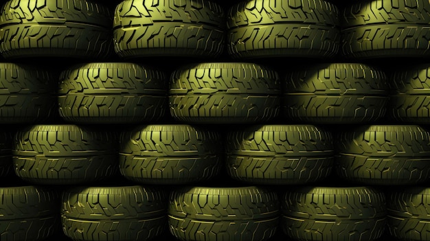 Fondo de olivo con neumáticos de automóvil