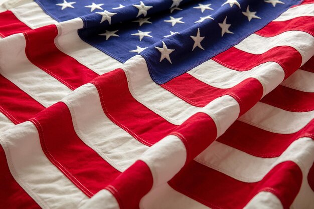 Fondo de onda de la bandera de EE. UU. Primer plano de la fiesta nacional estadounidense