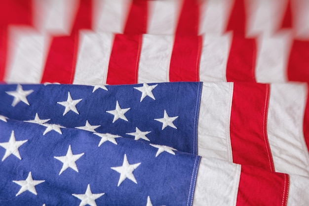 Fondo de onda de la bandera de Estados Unidos, primer plano de la fiesta nacional estadounidense