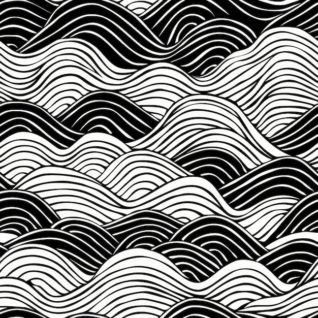 fondo de onda negra y blanca patrón sin costuras