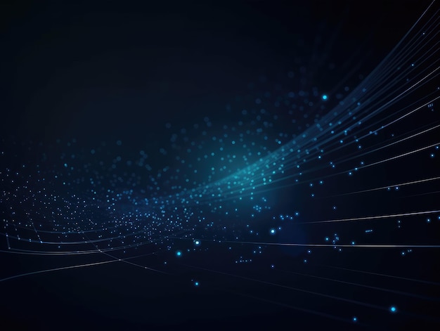 Fondo de onda de partículas azules Malla dinámica abstracta Tecnología de big data IA generativa