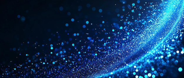 Fondo de onda de partículas de brillo azul
