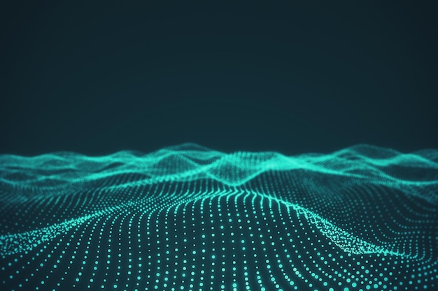Fondo de onda poligonal creativa Concepto de tecnología y espacio Representación 3D