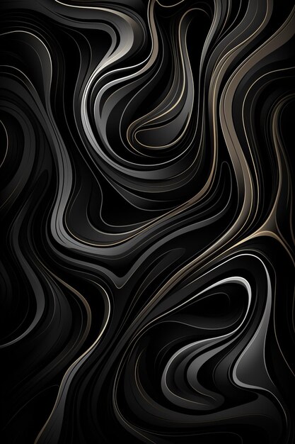 Fondo de ondas abstractas negras y doradas