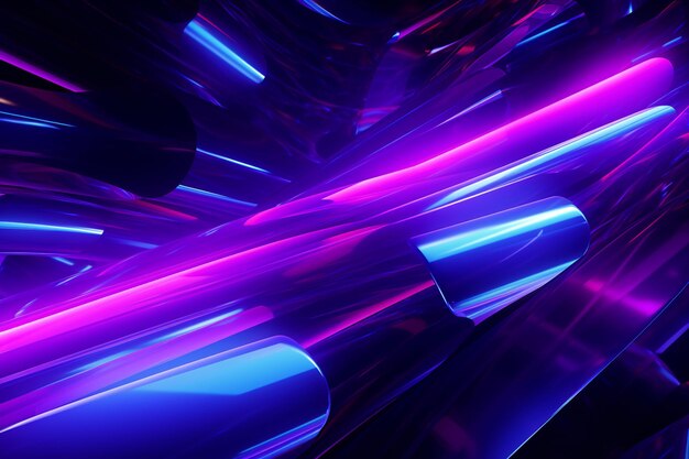 El fondo de ondas abstractas de neón ultravioleta holográfico de moda y colorido