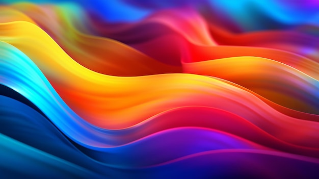 Fondo con ondas de arco iris abstractas multicolores degradadas de neón que crean una pantalla visualmente cautivadora y vibrante que agrega un toque dinámico y enérgico a cualquier diseño o composición