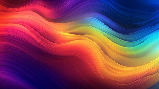 Fondo con ondas de arco iris abstractas multicolores degradadas de neón que crean una pantalla visualmente cautivadora y vibrante que agrega un toque dinámico y enérgico a cualquier diseño o composición