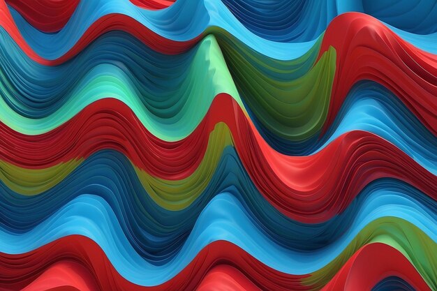 Foto fondo con ondas azules verdes y rojas imágenes generadas por computadora ilustración 3d