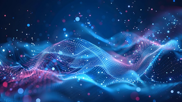 Fondo de ondas digitales abstractas con partículas