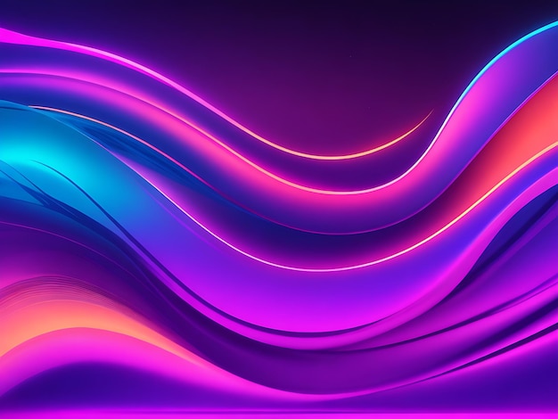 fondo de ondas de neón de flujo abstracto AI Generado