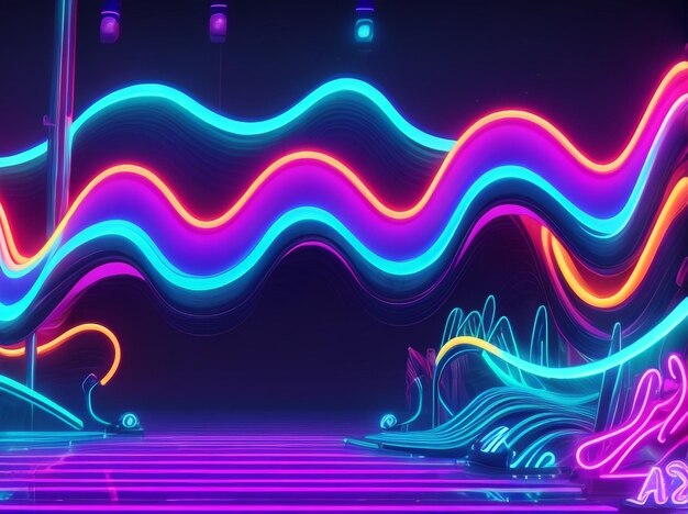 El fondo de ondas de neón vibrante es una experiencia visual deslumbrante