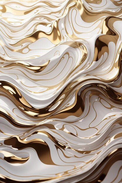 fondo de ondas de oro blanco líquido realista