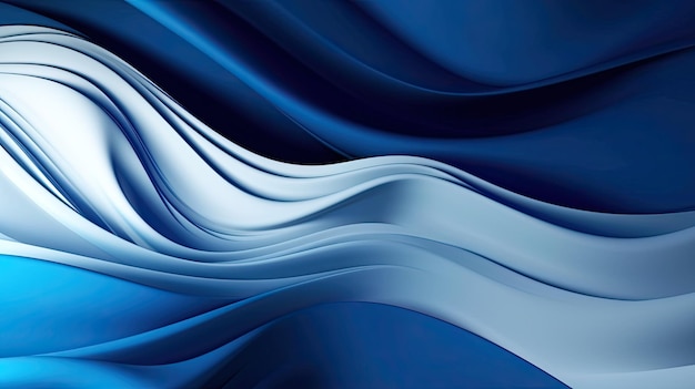 Fondo de ondas de plástico 3d azul y blanco liso elegante abstracto IA generativa