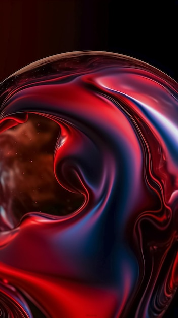 Fondo de ondas de seda líquido rojo y negro abstracto Ai generado