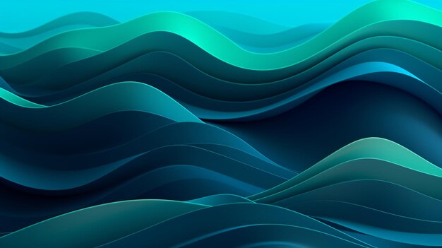 Fondo con ondas en tonos de verde y azul que crea una exhibición visualmente cautivadora de patrones fluidos y dinámicos