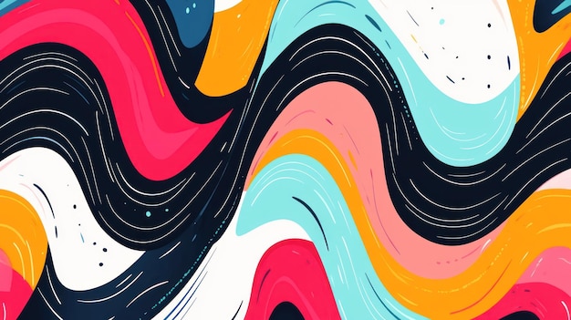 Fondo ondulado abstractamente colorido con trazos de pintura y texturas