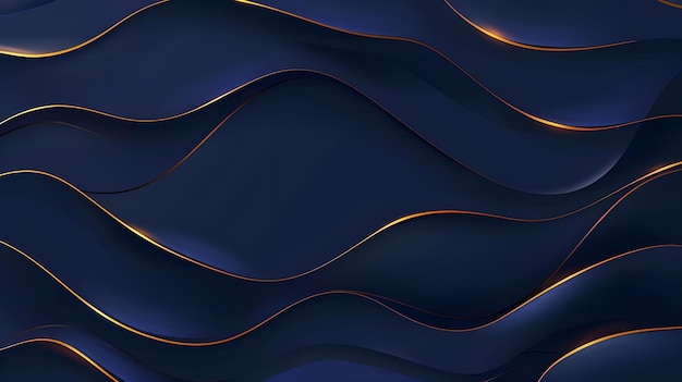 fondo ondulado azul abstracto con onda de línea dorada se puede utilizar para el papel tapiz de venta de pancartas