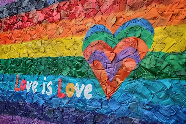 El fondo de orgullo LGBT pintado a mano con la cita El amor es amor