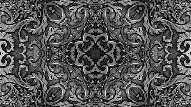 Fondo de ornamento adornado retro vintage oscuro abstracto, elementos de patrón simétrico geométrico curvo, efecto de caleidoscopio