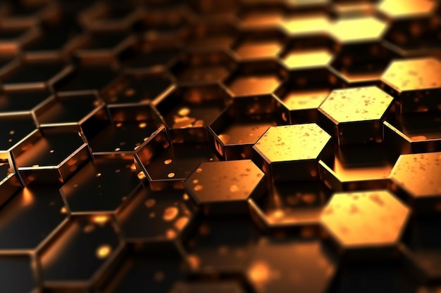 Fondo de oro abstracto con hexágonos