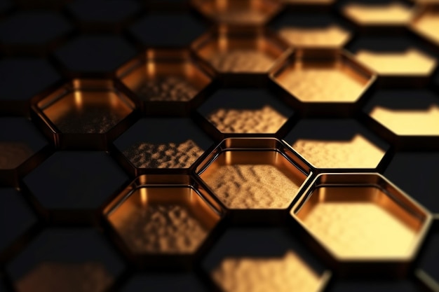 Fondo de oro abstracto con hexágonos