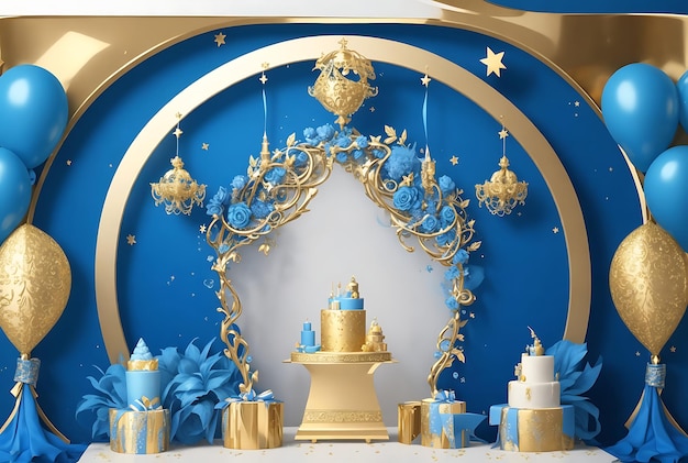 Fondo De Oro Azul Impresionante Fiesta Mágica