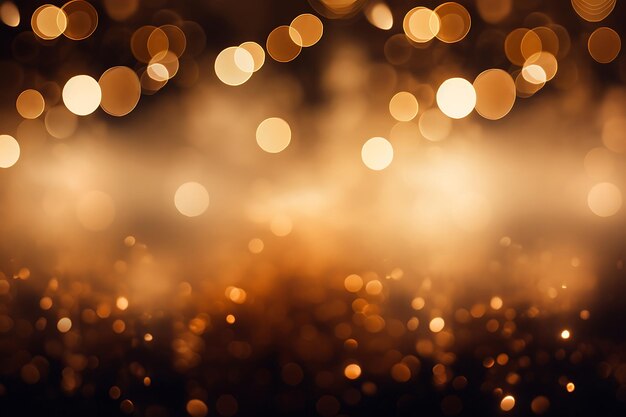 Fondo de oro festivo de Navidad Fondo abstracto elegante con luces y estrellas desfocalizadas bokeh