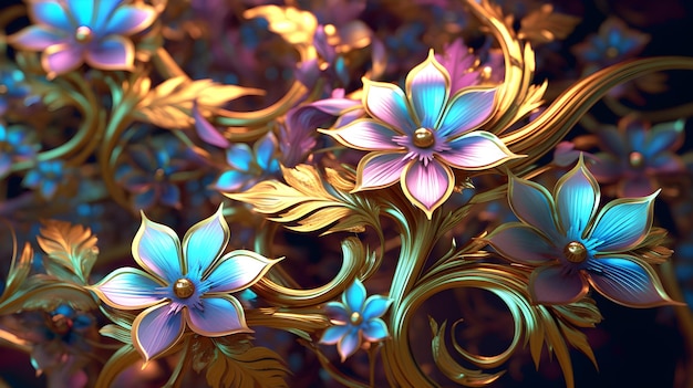 fondo de oro floral abstracto fractal