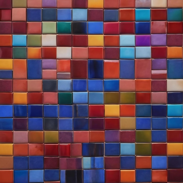 Foto fondo oscurecido de muestras coloridas de una baldosa de cerámica