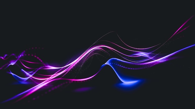 Fondo oscuro abstracto con líneas moradas IA generativa