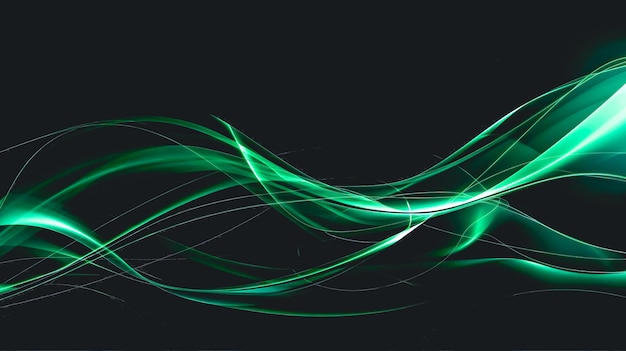 Fondo oscuro abstracto con líneas verdes IA generativa