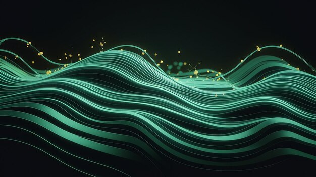 Fondo oscuro abstracto con líneas verdes IA generativa