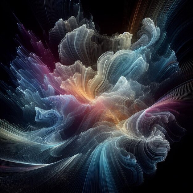 Foto con un fondo oscuro y colores iridescentes refractándose a través de una textura de vidrio 3d este diseño abstracto es etéreo y naturalista