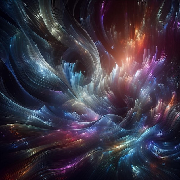 Foto con un fondo oscuro y colores iridescentes refractándose a través de una textura de vidrio 3d este diseño abstracto es etéreo y naturalista