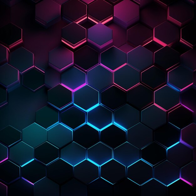 Fondo oscuro Diseño de patrón hexagonal con color gradiente