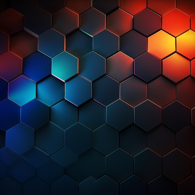 Fondo oscuro Diseño de patrón hexagonal con color gradiente