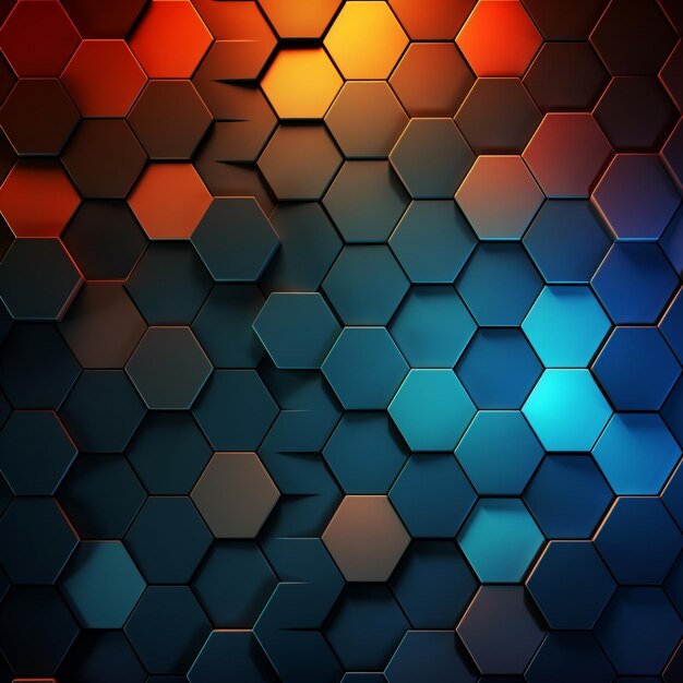 Fondo oscuro Diseño de patrón hexagonal con color gradiente