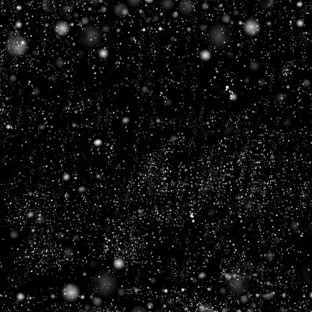 Fondo oscuro con efecto de nieve cayendo. noche de invierno. telón de fondo blanco negro abstracto