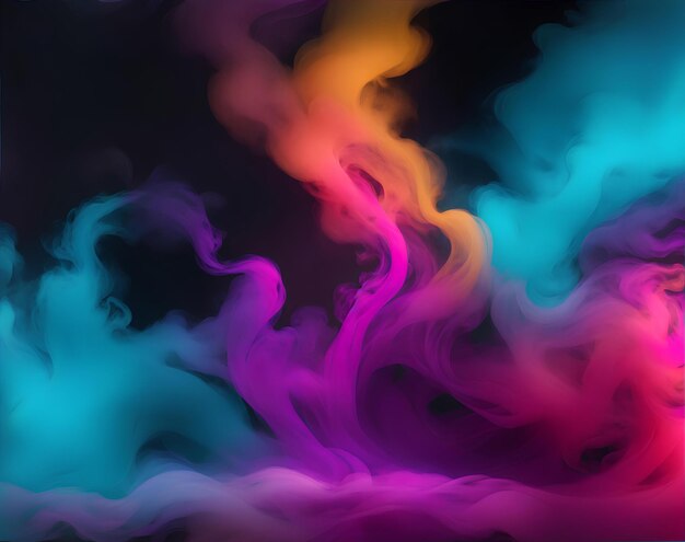 Fondo oscuro con humo colorido abstracto AI