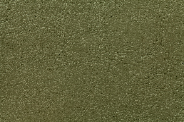 Fondo oscuro de la textura del cuero verde oliva, primer. Telón de fondo verde agrietado