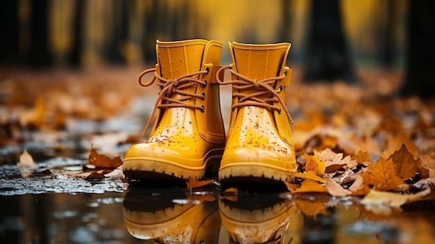 fondo de otoño botas de arce amarillo en el parque