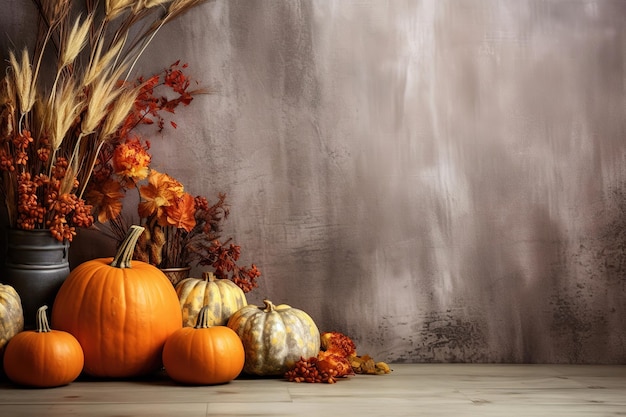 Foto fondo de otoño con calabazas