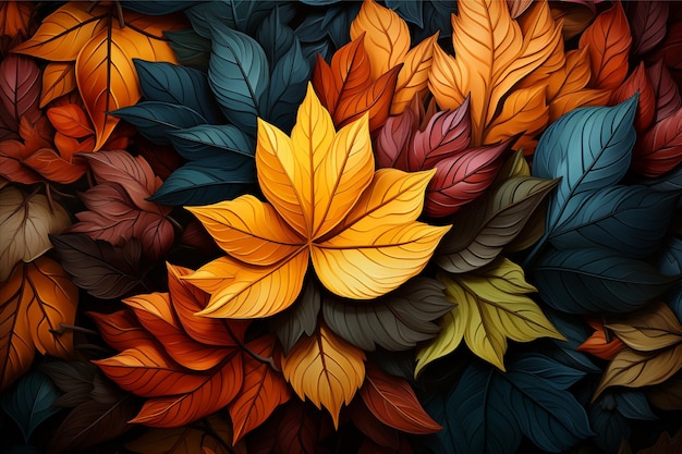 Fondo de otoño con hojas y bayas sobre un fondo de madera negra