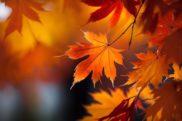 Fondo de otoño hojas caídas de arce Generado por Ai