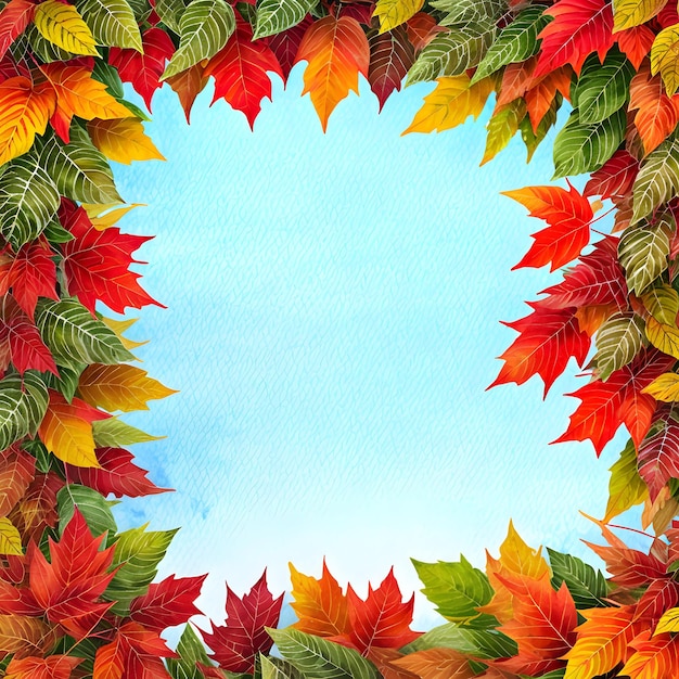 Fondo de otoño con hojas y plantas acuarela Ilustración vectorial